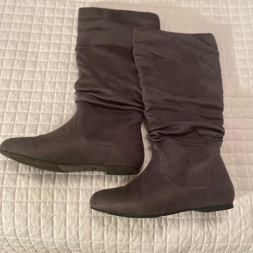 Charcoal Knee High Slouch Boot